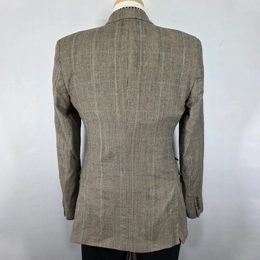 Stafford Men's Sport Coat Blazer Two Button Peak Brown Flannel‎ Wool 38L Slim